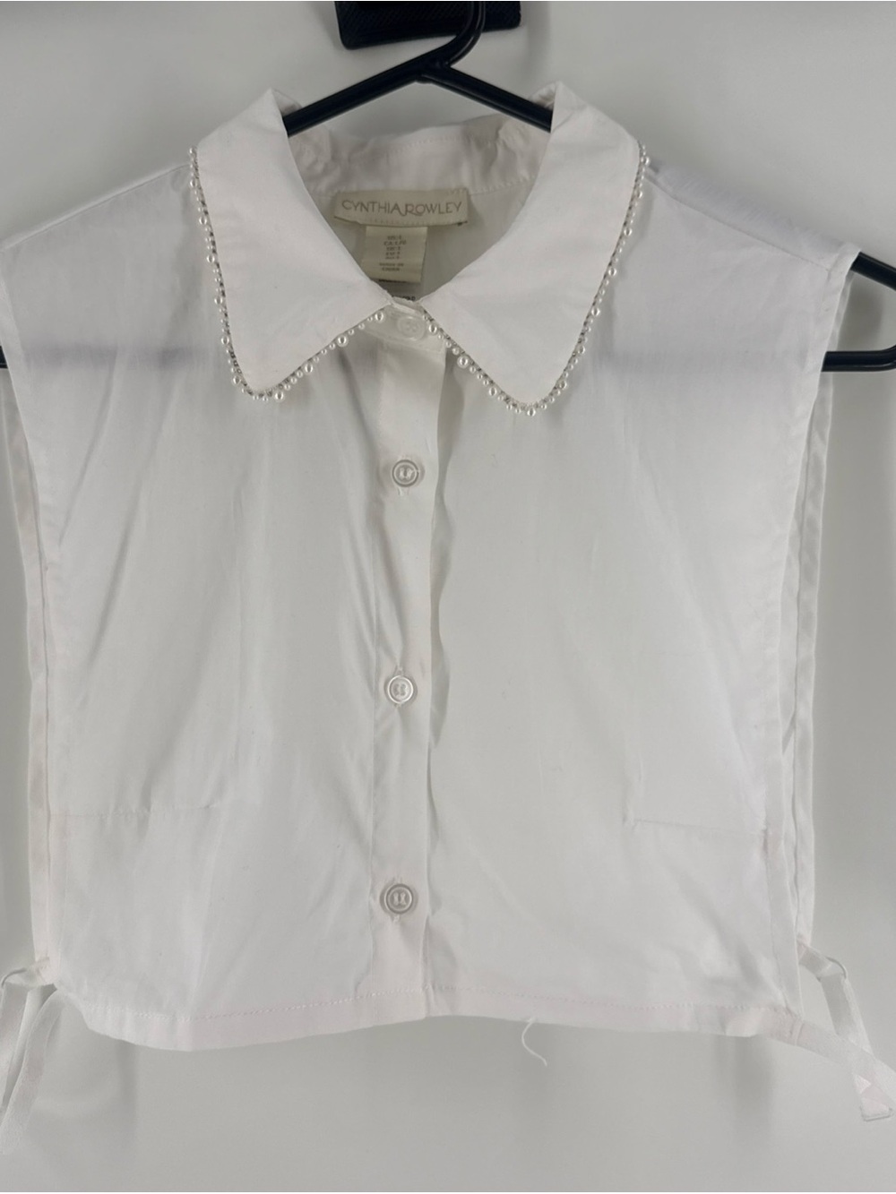 Cynthia Rowley White Beaded Peter Pan Detachable Collar